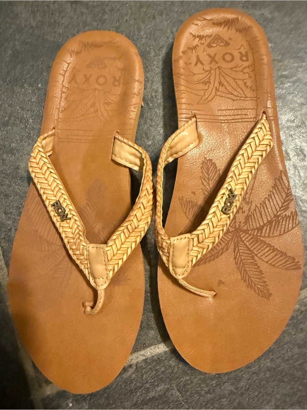 Roxy Women's Braided Tan Slip-On Sandal